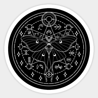 Luna Moth Moon Glyphs Sticker